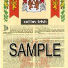 COLLINS - IRISH - Coat of Arms - Family Crest - Armorial GIFT! 8.5x11