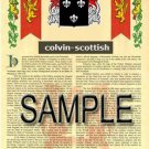 COLVIN - SCOTTISH - Coat of Arms - Family Crest - Armorial GIFT! 8.5x11