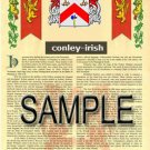 CONLEY - IRISH - Coat of Arms - Family Crest - Armorial GIFT! 8.5x11