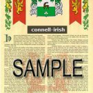 CONNELL - IRISH - Coat of Arms - Family Crest - Armorial GIFT! 8.5x11