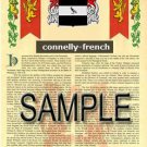 CONNELLY - FRENCH - Coat of Arms - Family Crest - Armorial GIFT! 8.5x11