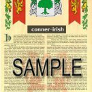 CONNER - IRISH - Coat of Arms - Family Crest - Armorial GIFT! 8.5x11