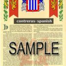 CONTRERAS - SPANISH - Coat of Arms - Family Crest - Armorial GIFT! 8.5x11