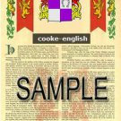 COOKE - ENGLISH - Coat of Arms - Family Crest - Armorial GIFT! 8.5x11