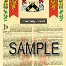 COOLEY - IRISH - Coat of Arms - Family Crest - Armorial GIFT! 8.5x11