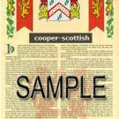 COOPER - SCOTTISH - Coat of Arms - Family Crest - Armorial GIFT! 8.5x11