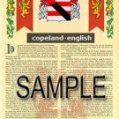 COPELAND - ENGLISH - Coat of Arms - Family Crest - Armorial GIFT! 8.5x11