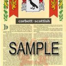 CORBETT - SCOTTISH - Coat of Arms - Family Crest - Armorial GIFT! 8.5x11