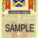 CORONADO - ENGLISH - Coat of Arms - Family Crest - Armorial GIFT! 8.5x11