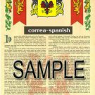 CORREA - SPANISH - Coat of Arms - Family Crest - Armorial GIFT! 8.5x11