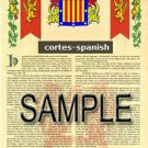 CORTES - SPANISH - Coat of Arms - Family Crest - Armorial GIFT! 8.5x11
