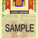 CORTEZ - SPANISH - Coat of Arms - Family Crest - Armorial GIFT! 8.5x11