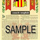 COUCH - ENGLISH - Coat of Arms - Family Crest - Armorial GIFT! 8.5x11