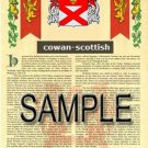 COWAN - SCOTTISH - Coat of Arms - Family Crest - Armorial GIFT! 8.5x11