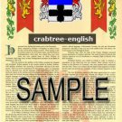 CRABTREE - ENGLISH - Coat of Arms - Family Crest - Armorial GIFT! 8.5x11
