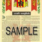 CRAFT - ENGLISH - Coat of Arms - Family Crest - Armorial GIFT! 8.5x11
