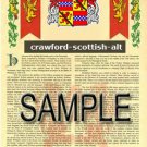 CRAWFORD - SCOTTISH - ALT - Coat of Arms - Family Crest - Armorial GIFT! 8.5x11
