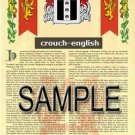 CROUCH - ENGLISH - Coat of Arms - Family Crest - Armorial GIFT! 8.5x11
