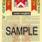 CROW - ENGLISH - Coat of Arms - Family Crest - Armorial GIFT! 8.5x11