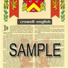 CROWELL - ENGLISH - Coat of Arms - Family Crest - Armorial GIFT! 8.5x11