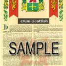CRUM - SCOTTISH - Coat of Arms - Family Crest - Armorial GIFT! 8.5x11