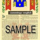 CUMMINGS - ENGLISH - Coat of Arms - Family Crest - Armorial GIFT! 8.5x11