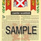 CURRIE - SCOTTISH - Coat of Arms - Family Crest - Armorial GIFT! 8.5x11