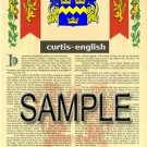 CURTIS - ENGLISH - Coat of Arms - Family Crest - Armorial GIFT! 8.5x11