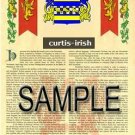 CURTIS - IRISH - Coat of Arms - Family Crest - Armorial GIFT! 8.5x11