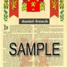 DANIEL - FRENCH - Coat of Arms - Family Crest - Armorial GIFT! 8.5x11