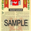 DANIEL - JEWISH - Coat of Arms - Family Crest - Armorial GIFT! 8.5x11