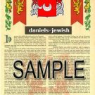 DANIELS - JEWISH - Coat of Arms - Family Crest - Armorial GIFT! 8.5x11