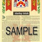 DARBY - IRISH - Coat of Arms - Family Crest - Armorial GIFT! 8.5x11