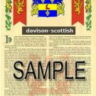 DAVISON - SCOTTISH - Coat of Arms - Family Crest - Armorial GIFT! 8.5x11