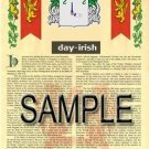 DAY - IRISH - Coat of Arms - Family Crest - Armorial GIFT! 8.5x11