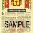 DELACRUZ - SPANISH - Coat of Arms - Family Crest - Armorial GIFT! 8.5x11