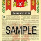 DEMPSEY - IRISH - Coat of Arms - Family Crest - Armorial GIFT! 8.5x11
