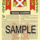 DENNY - SCOTTISH - Coat of Arms - Family Crest - Armorial GIFT! 8.5x11