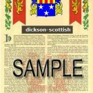 DICKSON - SCOTTISH - Coat of Arms - Family Crest - Armorial GIFT! 8.5x11