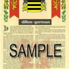 DILLON - GERMAN - Coat of Arms - Family Crest - Armorial GIFT! 8.5x11 DILLON - GERMAN - Coat of Arms - Family Crest - Armorial GIFT! 8.5x11