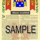 DIXON - SCOTTISH - Coat of Arms - Family Crest - Armorial GIFT! 8.5x11