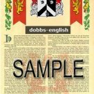 DOBBS - ENGLISH - Coat of Arms - Family Crest - Armorial GIFT! 8.5x11
