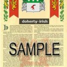 DOHERTY - IRISH - Coat of Arms - Family Crest - Armorial GIFT! 8.5x11