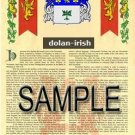 DOLAN - IRISH - Coat of Arms - Family Crest - Armorial GIFT! 8.5x11