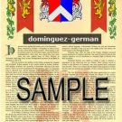 DOMINGUEZ - GERMAN - Coat of Arms - Family Crest - Armorial GIFT! 8.5x11