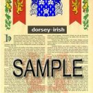 DORSEY - IRISH - Coat of Arms - Family Crest - Armorial GIFT! 8.5x11