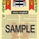 DOTY - ENGLISH - Coat of Arms - Family Crest - Armorial GIFT! 8.5x11