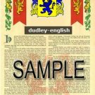 DUDLEY - ENGLISH - Coat of Arms - Family Crest - Armorial GIFT! 8.5x11