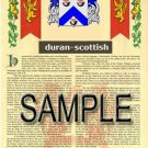 DURAN - SCOTTISH - Coat of Arms - Family Crest - Armorial GIFT! 8.5x11