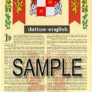 DUTTON - ENGLISH - Coat of Arms - Family Crest - Armorial GIFT! 8.5x11